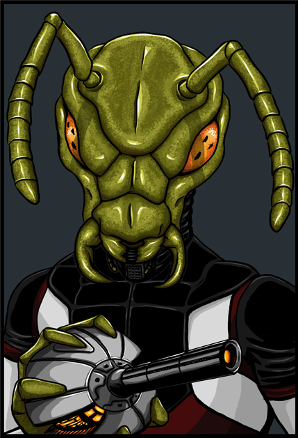 Detailed image of Vrusk with beam weapon