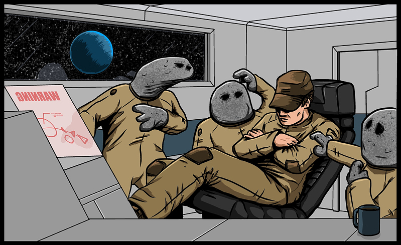 A tense moment on the bridge.